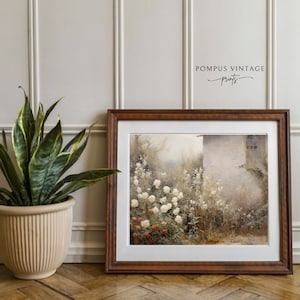 Vintage English Cottage Garden Print - Cottage Painting with Roses - English Countryside Wall Art - Botanical Home Decor - AI Artwork