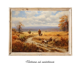 Vintage Fall Forest Painting Print Tranquil Autumn Landscape Printable Art Fall hunting print autumn forest printable fall woods art print