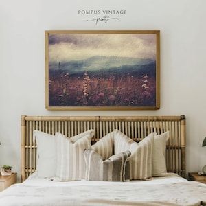 Moody Landscape Digital Oil Painting | Dark Academia Decor, Countryside Wall Art, Vintage Art Print, Downloadable Dark Moody Wildflower