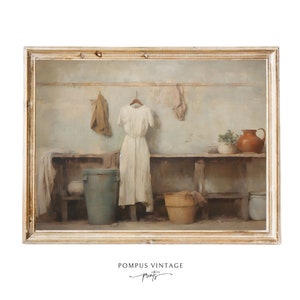 Vintage laundry art print laundry oil painting print laundry art INSTANT DOWNLOAD art print for laundry room neutral color art print laundry