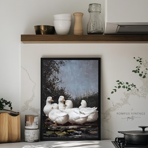 Antique Duck Painting Print for Nursery & Rustic Decor - PRINTABLE Instant Download Wall Art, Moody Duck Downloadable, Vintage Bird Print
