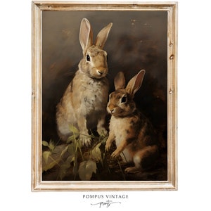 Vintage Rabbit Art Print - AI Artwork - Easter Bunny Painting - Vintage ...