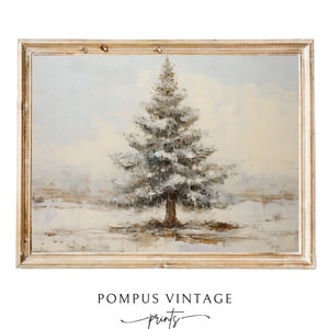Winter Pine Forest Christmas Painting DIGITAL Art Rustic Landscape PRINTABLE Digital Download Pine Tree Art Print Christmas Art Print Cosy