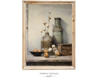 Vintage Kitchen still life art print Cottage wall art PRINTABLE Farmhouse wall art Cottagecore art print instant download vintage kitchenart