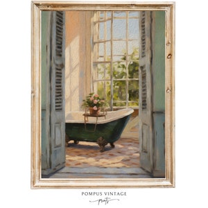 Vintage Bathroom Art Print -  Bathtub Art Print - Bath Room Wall Art - Bathtub Wall Decor - Farmhouse Bathroom Wall Art - Bath Room Decor