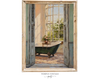 Reproduction d'art de salle de bain vintage - Reproduction d'art de baignoire - Art mural de salle de bain - Déco murale de baignoire - Art mural de salle de bain de ferme - Déco de salle de bain