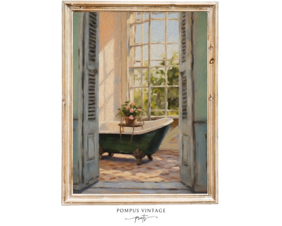 Vintage Bathroom Art Print -  Bathtub Art Print - Bath Room Wall Art - Bathtub Wall Decor - Farmhouse Bathroom Wall Art - Bath Room Decor