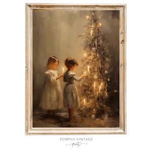 Christmas Tree Print Vintage Christmas art Winter Wall Art Vintage christmas painting PRINTABLE Christmas Wall Art Cottagecore vintage