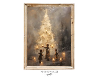 Vintage Christmas Tree Print Vintage Christmas art Winter Wall Art Vintage Christmas painting PRINTABLE Christmas Wall Art Christmas Gallery
