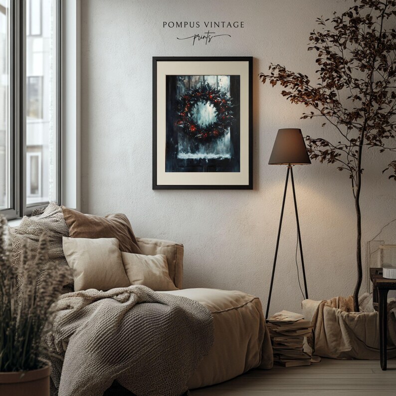 Vintage Moody Santa Claus Portrait Antique Oil Painting Christmas Wall