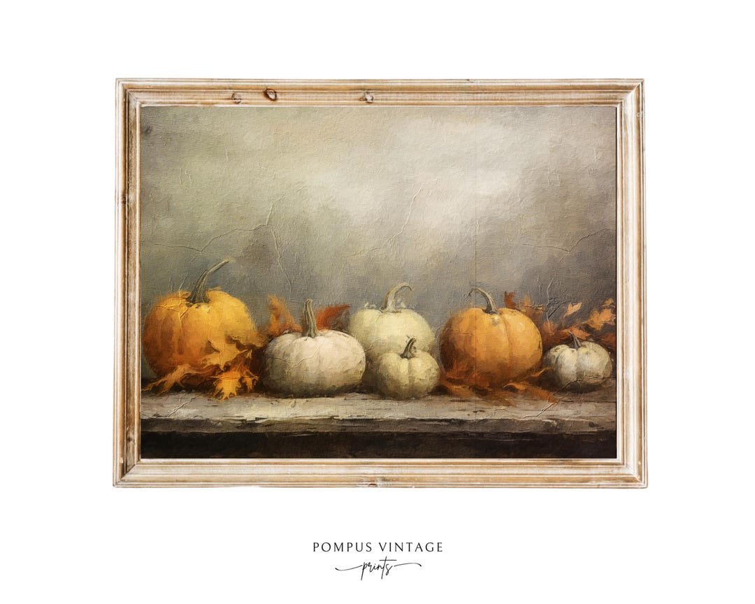 Vintage Pumpkin Still Life Art Print | Farmhouse Fall Wall Decor ...