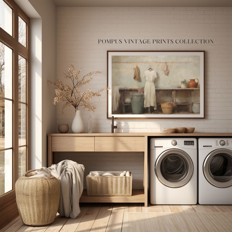 Vintage Laundry Art Print Laundry Oil Painting Print Laundry Art ...