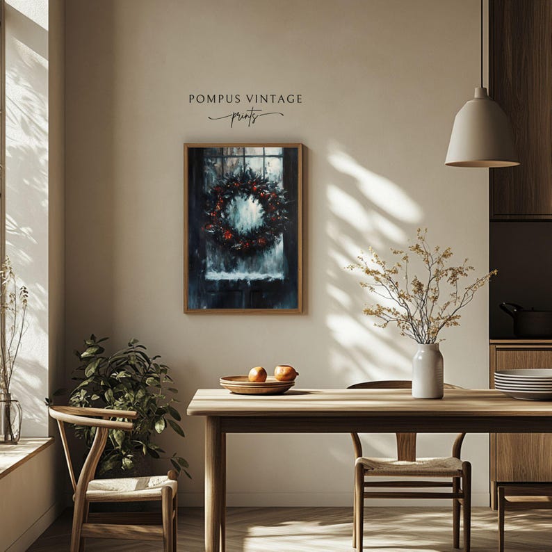 Vintage Moody Santa Claus Portrait Antique Oil Painting Christmas Wall