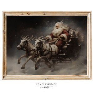 Santa PRINTABLE Wall Art Vintage Santa Print Santa Artwork Christmas Artwork Moody Christmas Art Vintage Oil Painting of Santa Christmas Art