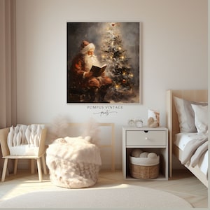 Vintage Santa painting PRINTABLE Christmas Wall Art vintage Santa print Cottagecore vintage Santa artwork Christmas Decor Winter Print