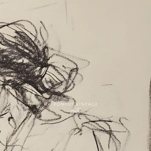 May include: Black and white abstract line drawing of a person's head and shoulders. The drawing is done in a loose, gestural style. The text "POMPUS VINTAGE prints" is visible in the lower right corner of the image.