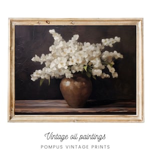 Vintage oil painting vase flowers in vase art print DIGITAL DOWNLOAD art flowers antique oil painting flowers in vase art print antique art