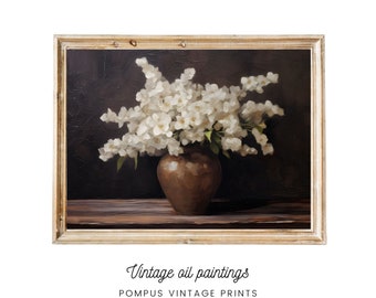 Vintage oil painting vase flowers in vase art print DIGITAL DOWNLOAD art flowers antique oil painting flowers in vase art print antique art