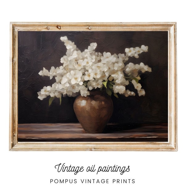 Vintage oil painting vase flowers in vase art print DIGITAL DOWNLOAD art flowers antique oil painting flowers in vase art print antique art