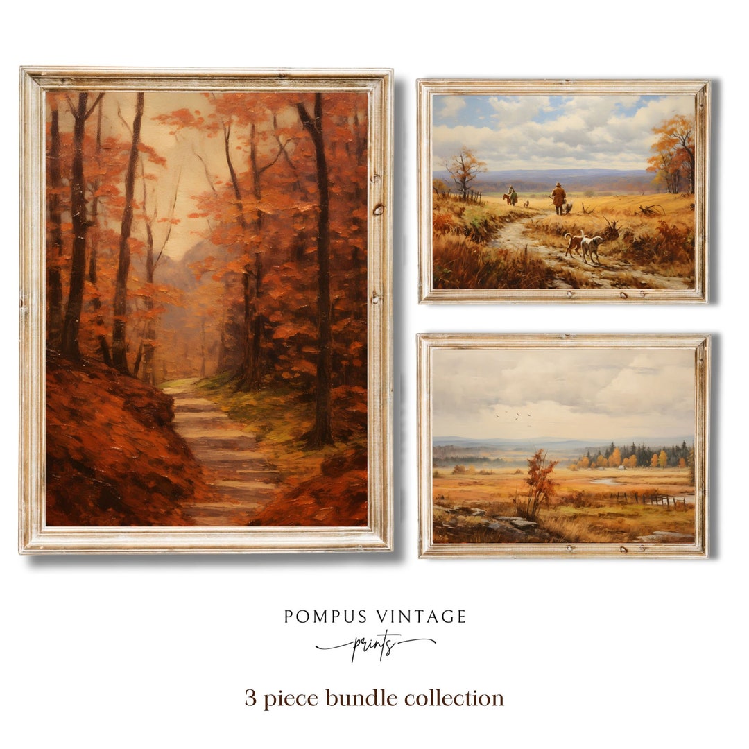 Fall 3 Piece Bundle Art Print Set Moody Autumn Gallery Wall Autumnal ...