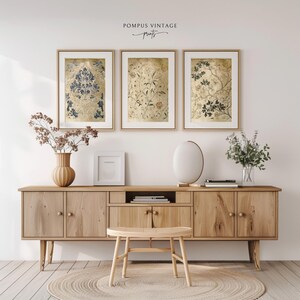 Set of 3 Vintage Botanical Sketch Art Prints | Antique Floral Sketches ...