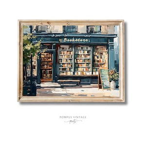 Vintage Bookstore Art Print - Cozy Bookshop Haven Reading Decor - Literary Wall Art for Book Lovers - Instant Download Book Artwork Reading