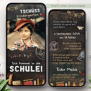 Digitale Einladung Einschulung Junge Mädchen, ecard Schuleinführung Einladung, Schulanfang Einladungskarten, Einschulung Whatsapp Vorlage
