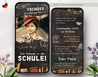 Digitale Einladung Einschulung Junge Mädchen, ecard Schuleinführung Einladung, Schulanfang Einladungskarten, Einschulung Whatsapp Vorlage