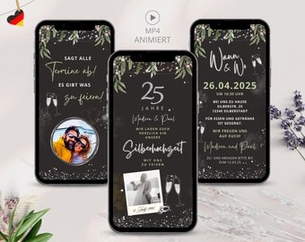 Digitale Einladung Silberhochzeit Whatsapp 25. Hochzeitstag 25 Jahre verheirated, lustige Einladungskarten zur Silbernen Hochzeits Jubiläum