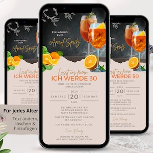 Digitale Einladung Geburtstag Whatsapp, 30 40 50 Aperol Spritz Party, Geburtstagseinladung eCARD, Personalisierte Einladungskarten animiert