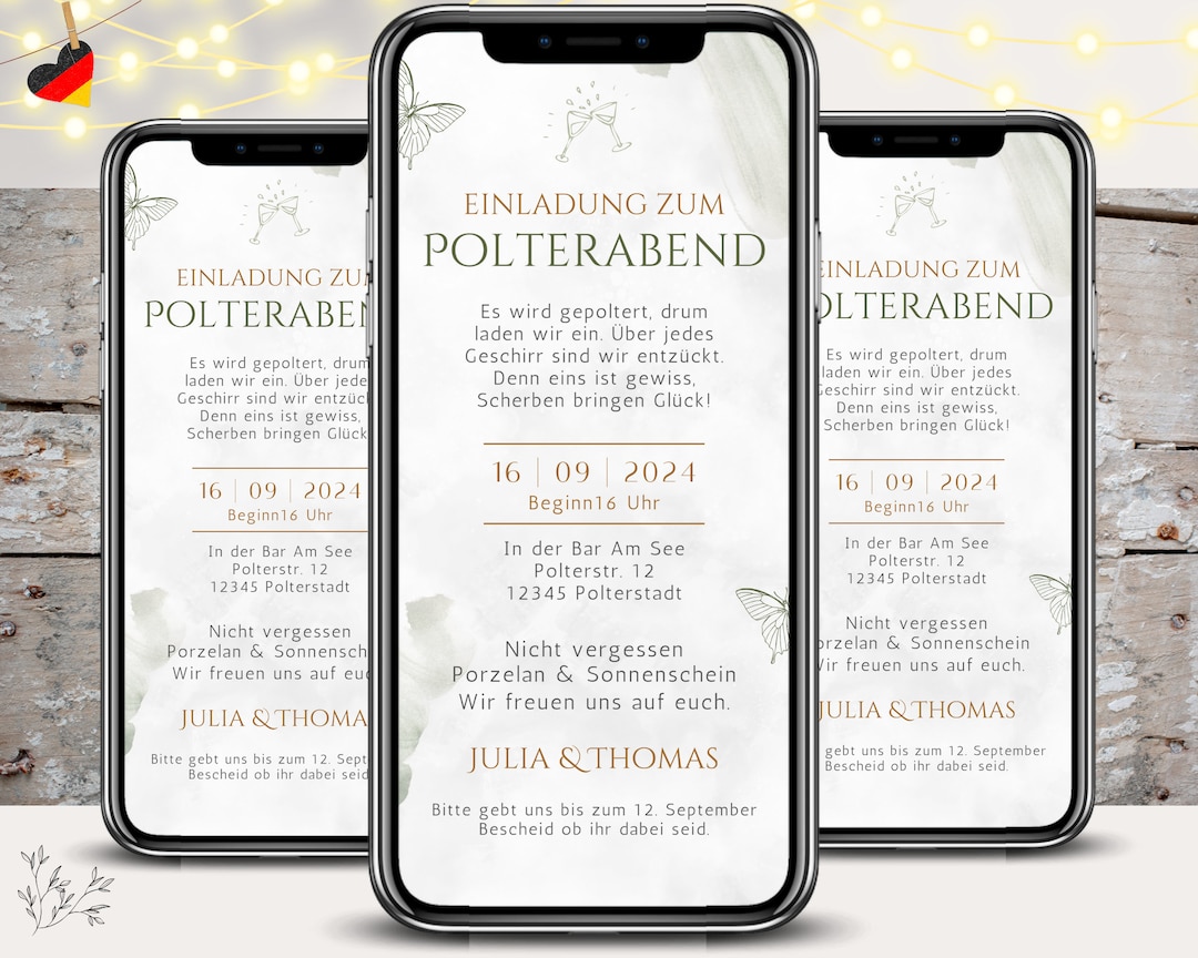 Polterabend Einladung Digital Ecard Polterhochzeit Etsy