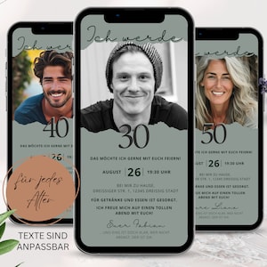 Digitale Einladung 30 Geburtstag digital, Whatsapp Einladung Geburtstag Mann,Geburtstagseinladung digital, Einladungskarten 40 Geburtstag 50