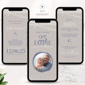 Digitale Einladung zur Silberhochzeit Whatsapp 25. Hochzeitstag, 25 Jahre verheirated, lustige Einladungskarten Silberne Hochzeit, Jubiläum