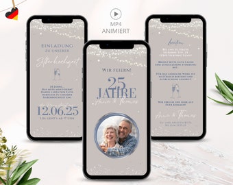 Digitale Einladung zur Silberhochzeit Whatsapp 25. Hochzeitstag, 25 Jahre verheirated, lustige Einladungskarten Silberne Hochzeit, Jubiläum