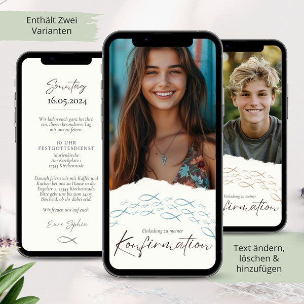 Digital invitation cards confirmation boy, personalized invitation confirmation with photo, template confirmation invitation Whatsapp blue