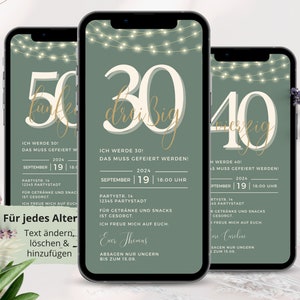 Personalisierte Einladung Geburtstag Whatsapp, ecard Geburtstag, Geburtstagseinladung, elektronische Einladung 30 40 50 Geburtstag digital