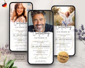 Ecard Digitale Einladung Geburtstag 30 40 50 60, Einladungskarten Geburtstag Frau Mann, Geburtstagseinladung digital mit Foto weiß, Whatsapp
