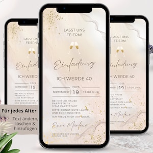 Personalisierte Einladung Geburtstag Whatsapp, ecard Geburtstag, Geburtstagseinladung, elektronische Einladung 30 40 50 Geburtstag digital