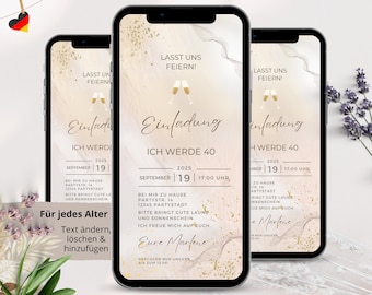 Personalisierte Einladung Geburtstag Whatsapp, ecard Geburtstag, Geburtstagseinladung, elektronische Einladung 30 40 50 Geburtstag digital