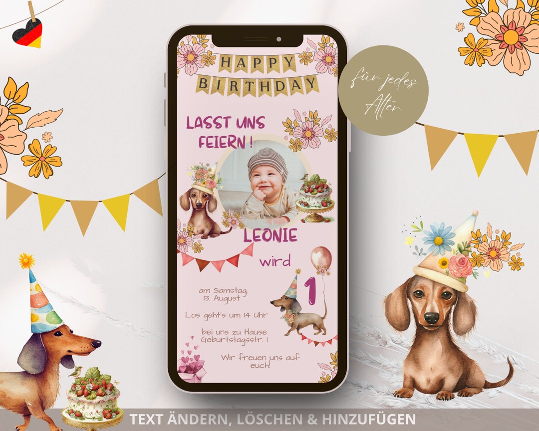 Einladung 1 Geburtstag Digital Kostenlos Digitale Einladung 1 Geburtstag, Digital Personalisierte