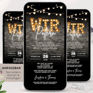 eCard Digitale Einladung Polterabend Whatsapp, elektronische Einladungskarten, Polterabend Einladung Polterhochzeit digital Karte, originell
