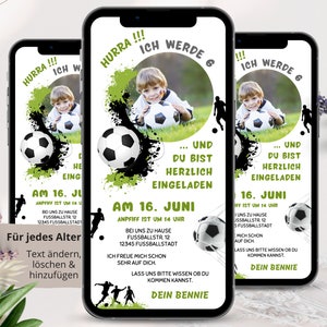 Digitale Einladung Kindergeburtstag, Fußball Einladung Geburtstag Whatsapp, Ecard Geburtstagseinladung Kind, Einladungskarte Junge animiert