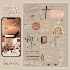 36 pegatinas de historias cristianas alemanas Boho Jesucristo Instagram