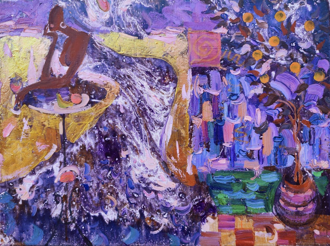 Original Oil Painting: Semi-abstract Hen Party Art - Etsy