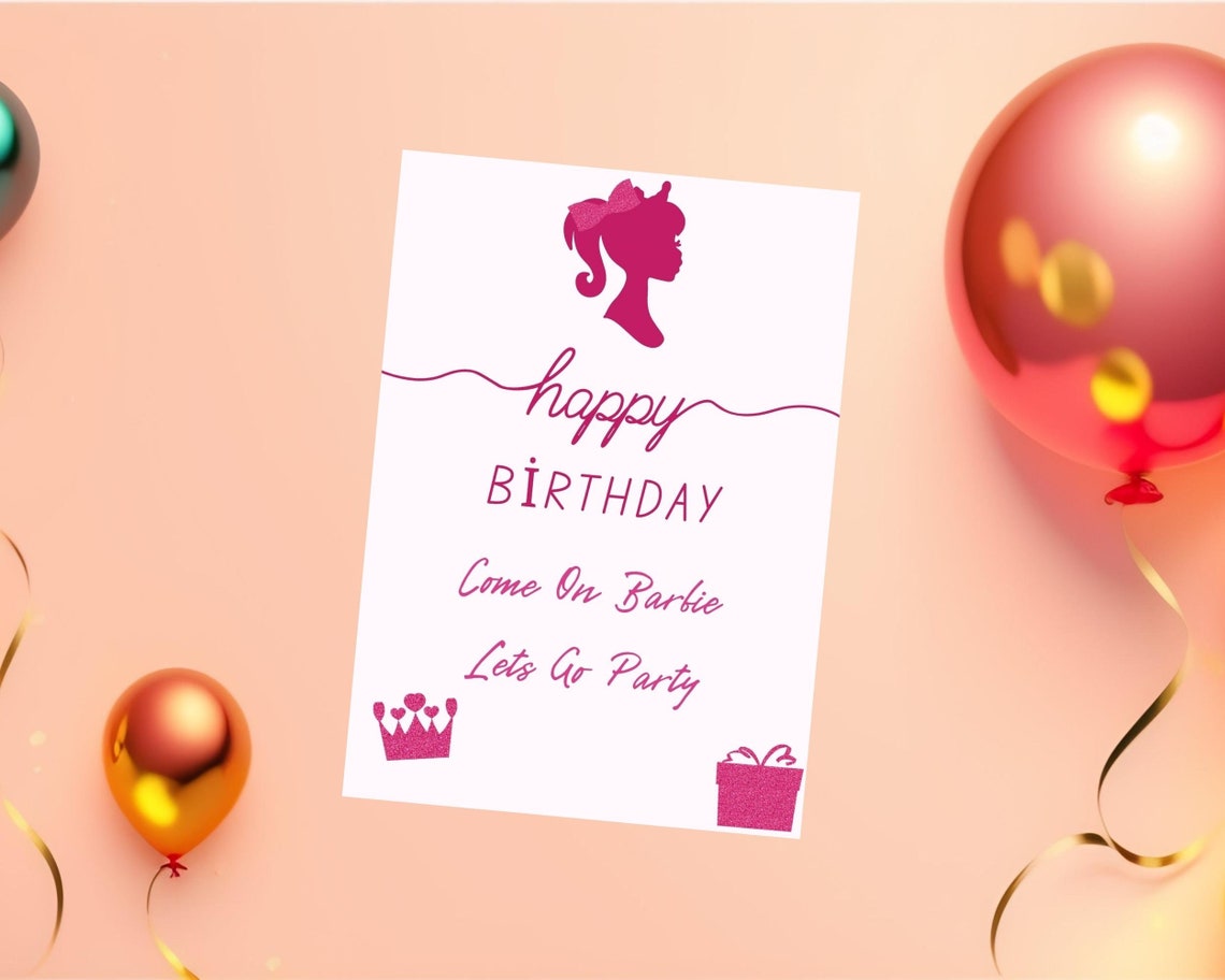 Barbie Birthday Card Happy Birthday Card Barbie Themed - Etsy