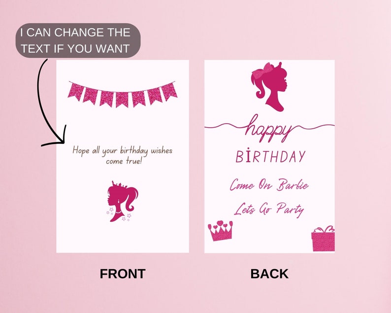 Barbie Birthday Card Happy Birthday Card Barbie Themed - Etsy