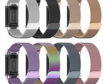 For Fitbit Charge 3 4 5 Strap Milanese Stainless Steel Band Magnetic Loop Strap