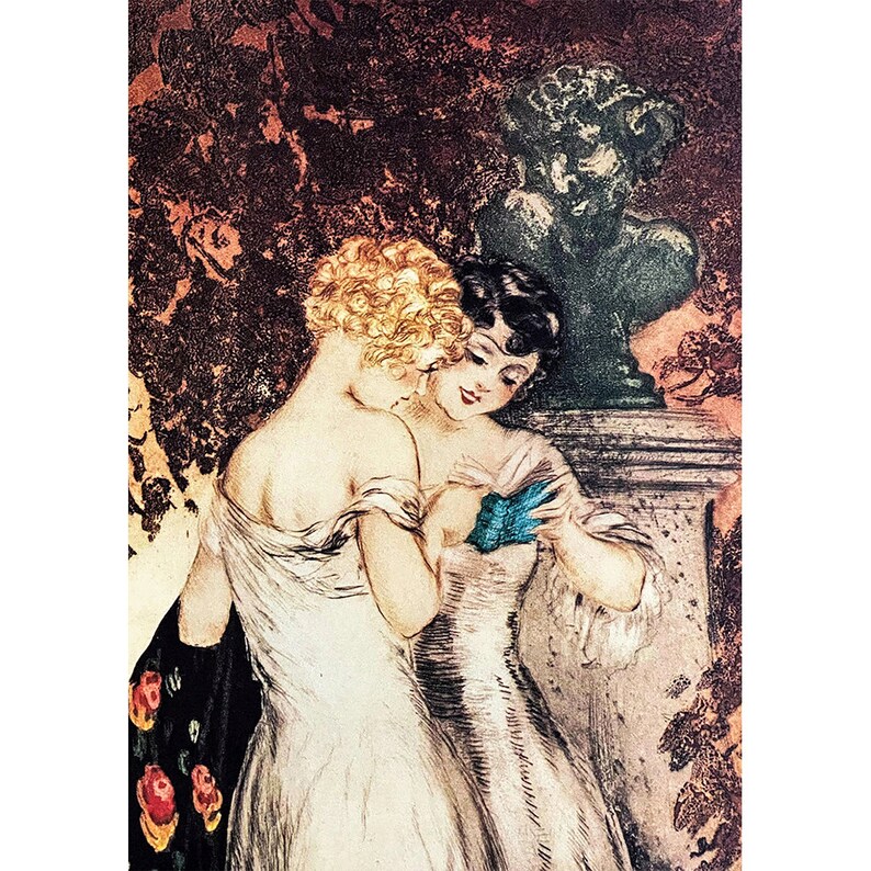 Lithograph Vs. Etching Louis Icart France French Vintage Poster, Home