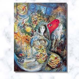 Marc Chagall Canvas Wall Art, Marc Chagall Bella Drinks Art Print, Expressionism Art, Canvas Poster/Panel, Modern Wall Art,Home Decor Gift