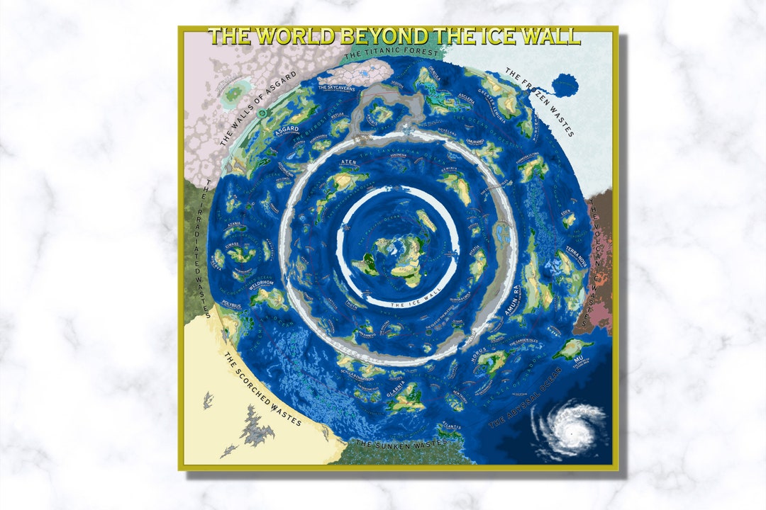 絵画 Earth フラットアースマップ：氷壁の向こうの世界 キャンバスポスター - Etsy